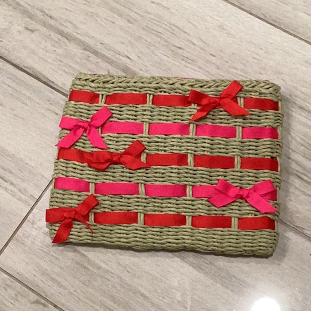 Woven Clutch with Red and Pink Bows